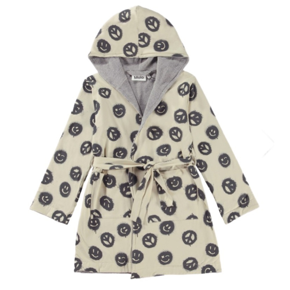 Molo Peace Smile Terry Lined Bathrobe 4T EUC